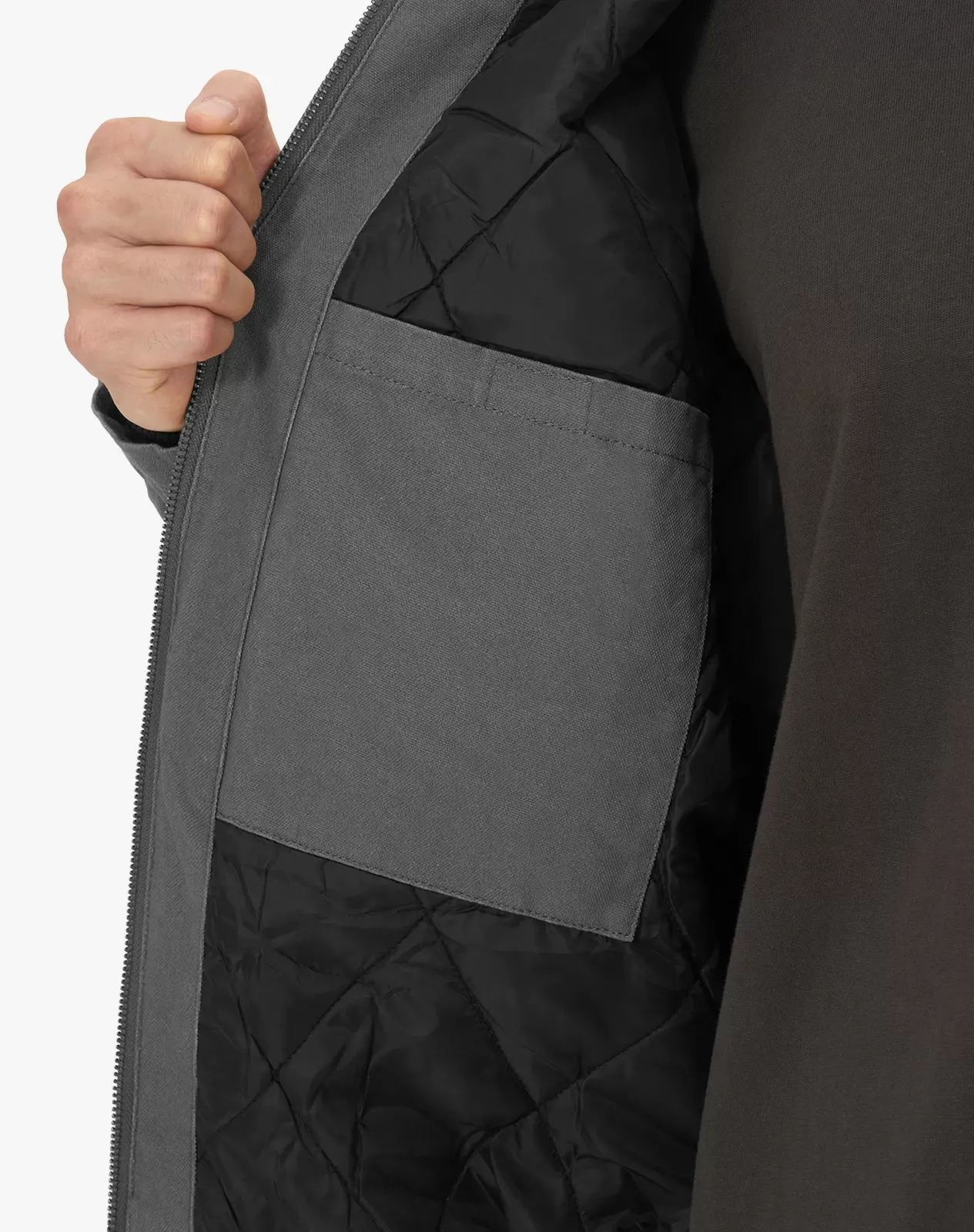 Grey Men's Insulated Canvas Hooded Work Jacket | HISEA