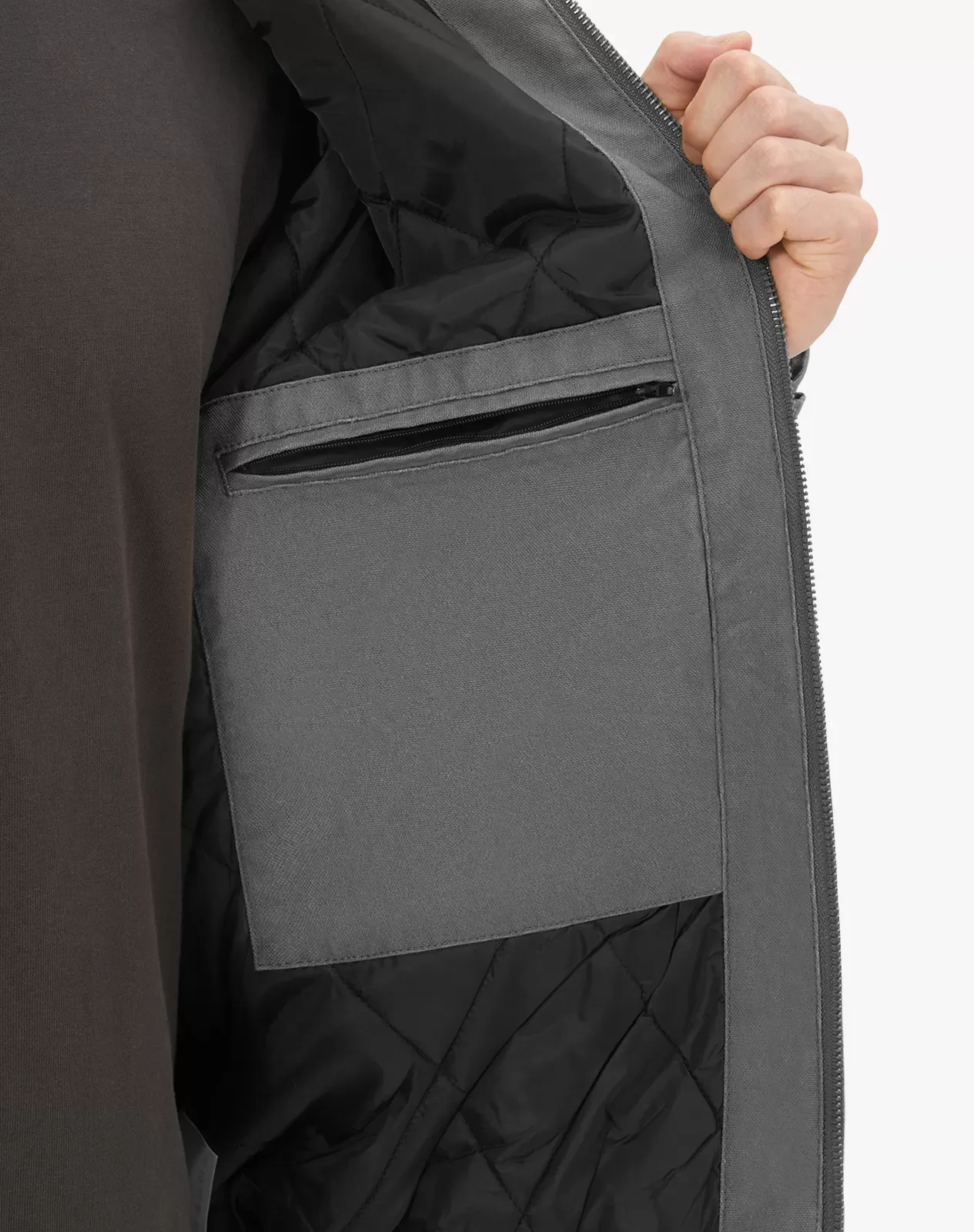 Grey Men's Insulated Canvas Hooded Work Jacket | HISEA