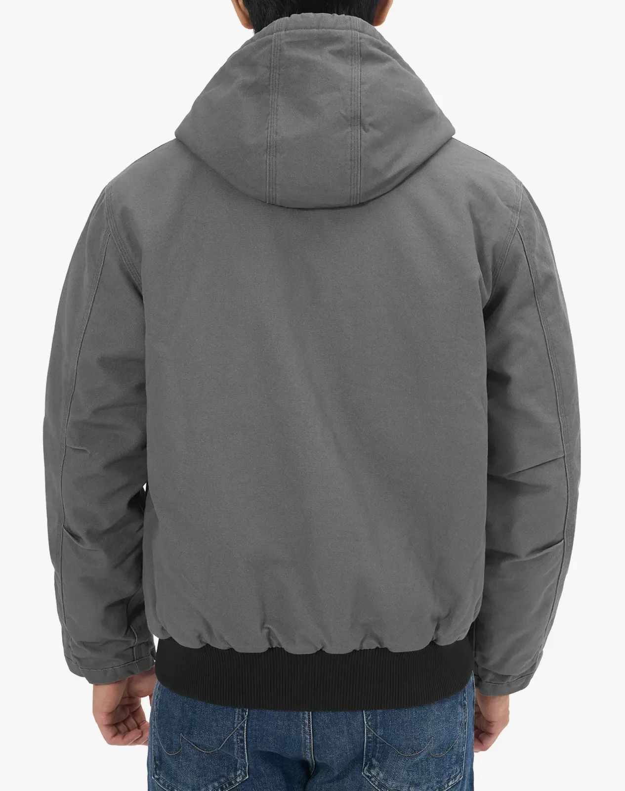 Grey Men's Insulated Canvas Hooded Work Jacket | HISEA