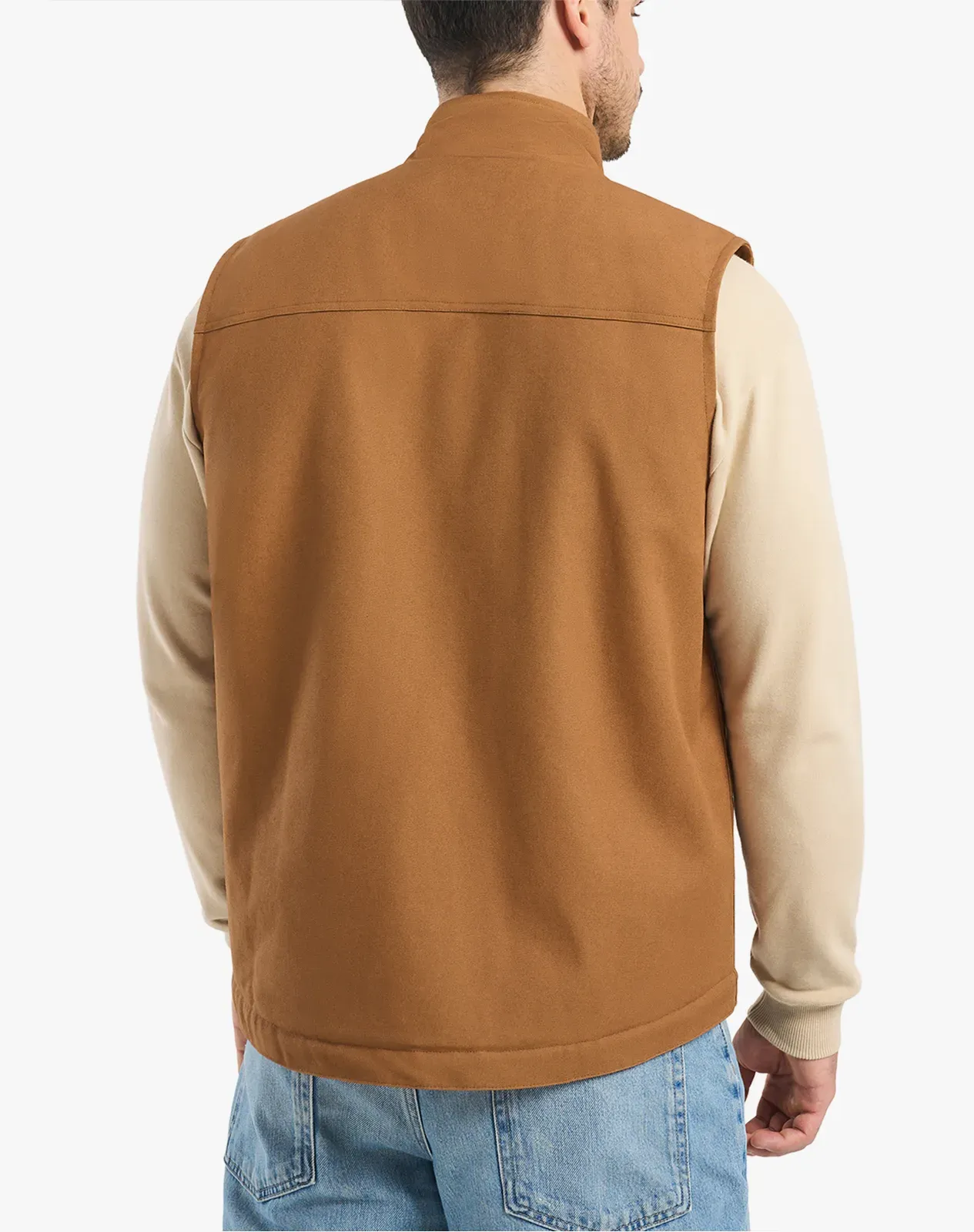 Brown Men’s Insulated Canvas Workwear Mock-Neck Vest for GZ26MCP image 2