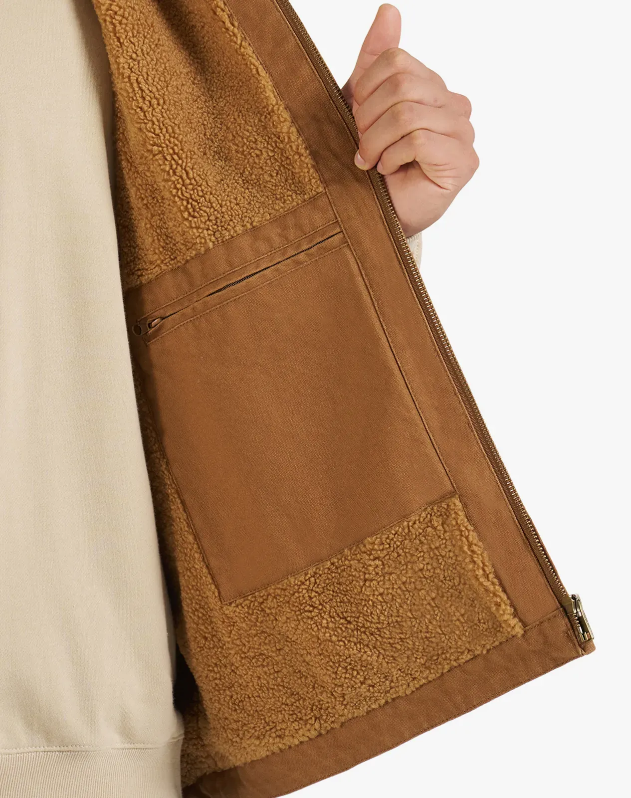 Brown Men’s Insulated Canvas Workwear Mock-Neck Vest for GZ26MCP image 5