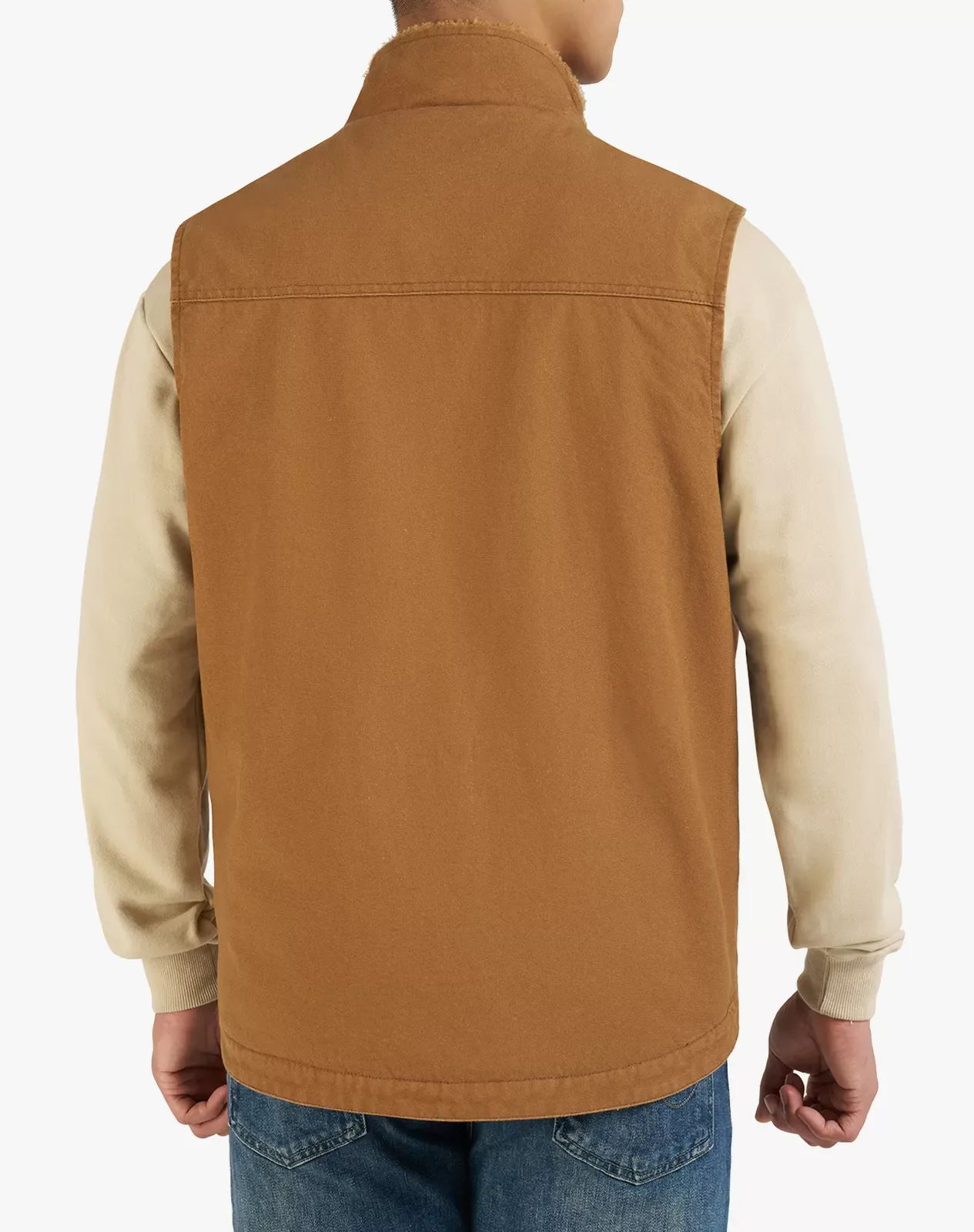 Brown Men's Insulated Canvas Workwear Mock-Neck Vest for GZ26MCP image 2