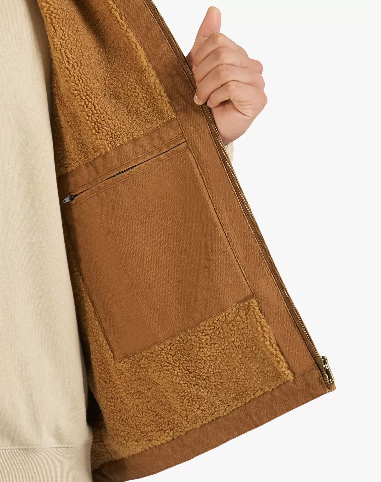 Brown Men's Insulated Canvas Workwear Mock-Neck Vest for GZ26MCP image 4