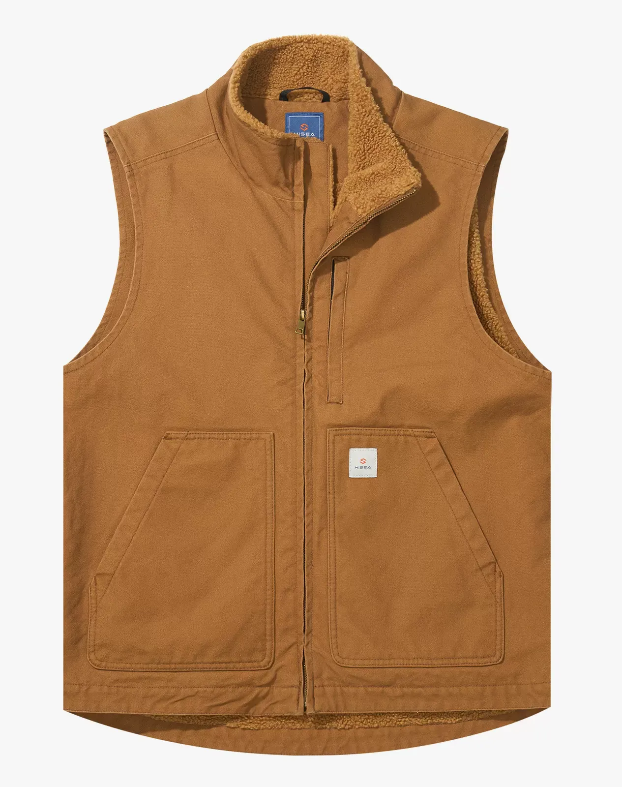 Brown Men's Insulated Canvas Workwear Mock-Neck Vest for GZ26MCP image 5
