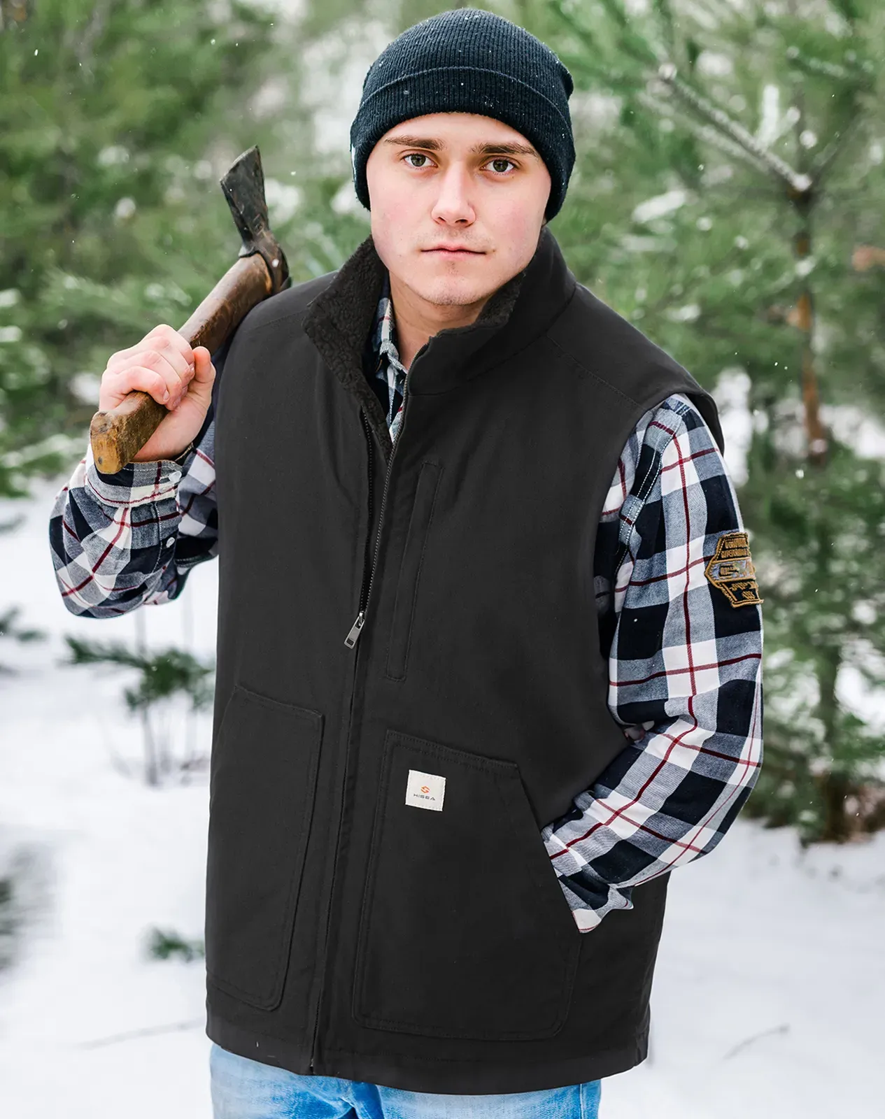 Men’s Insulated Canvas Workwear Mock-Neck Vest for GZ26MCP image 6