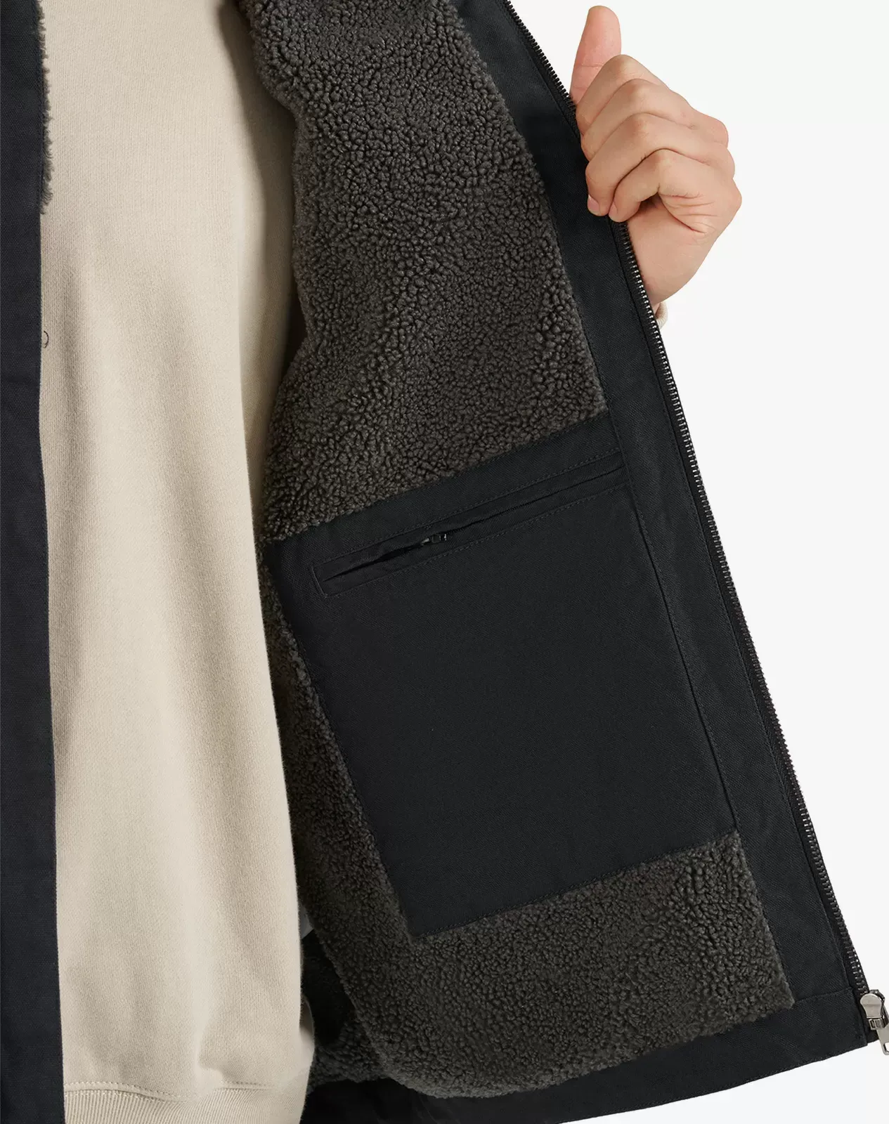 Black Men's Insulated Canvas Workwear Mock-Neck Vest for GZ26MCP image 4