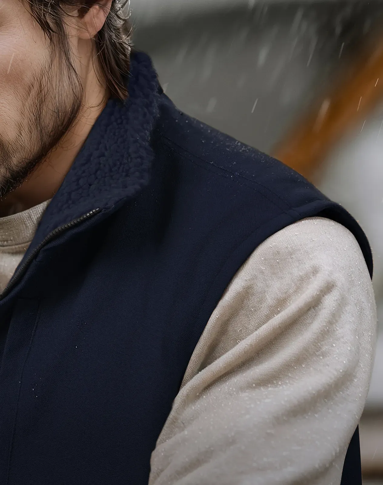Navy Men’s Insulated Canvas Workwear Mock-Neck Vest for GZ26MCP image 4