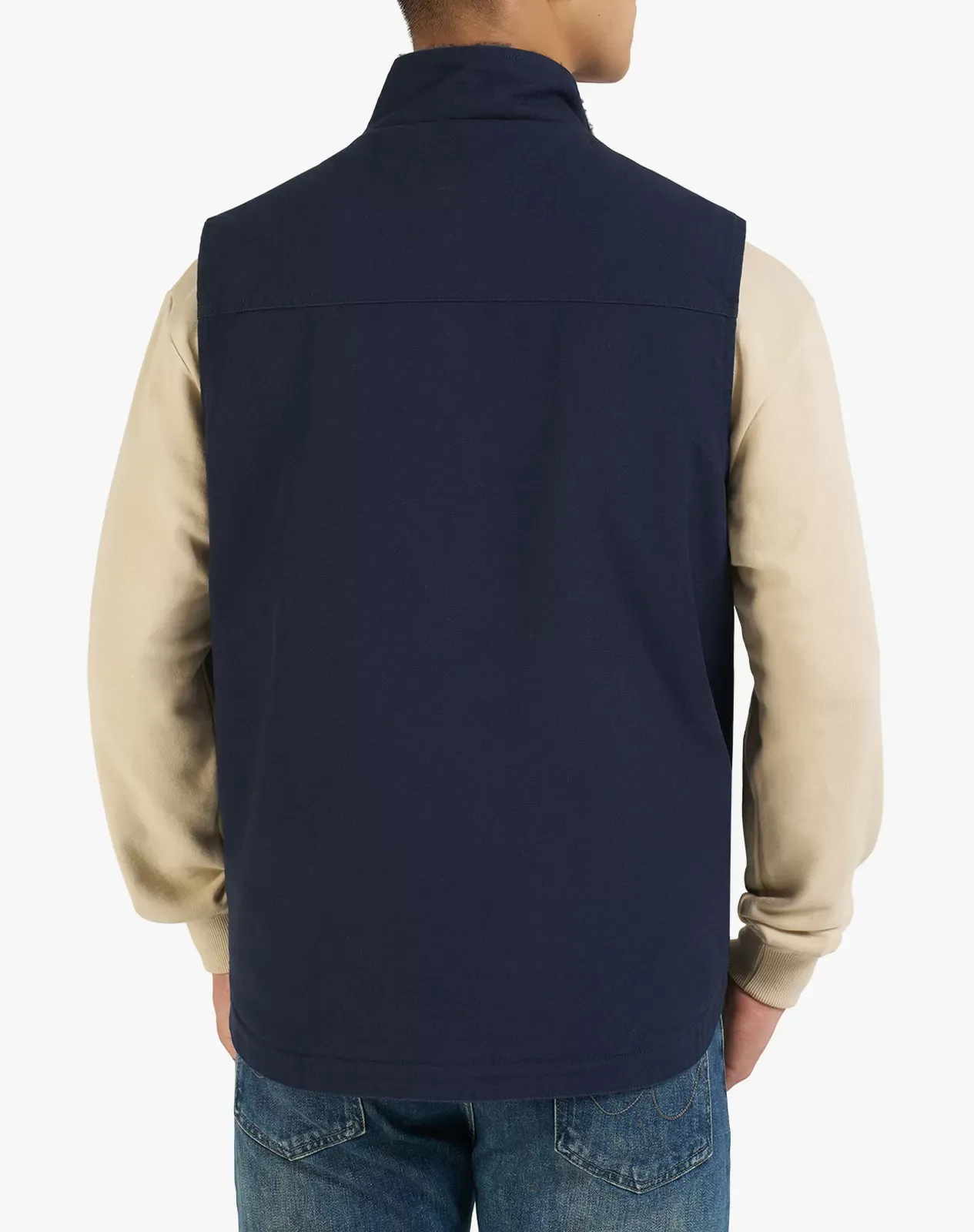 Navy Men's Insulated Canvas Workwear Mock-Neck Vest | HISEA