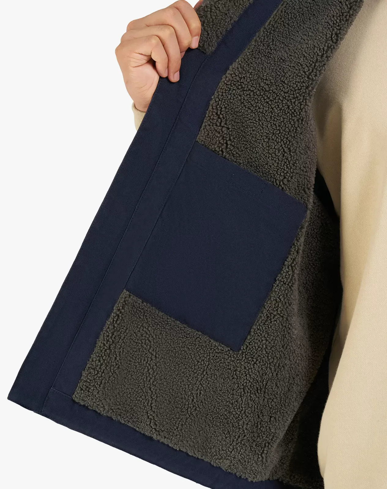 Navy Men's Insulated Canvas Workwear Mock-Neck Vest | HISEA