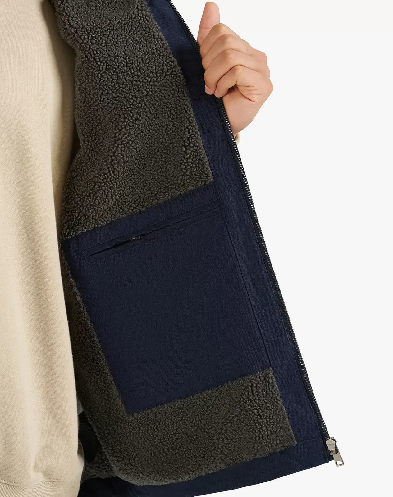 Navy Men's Insulated Canvas Workwear Mock-Neck Vest | HISEA