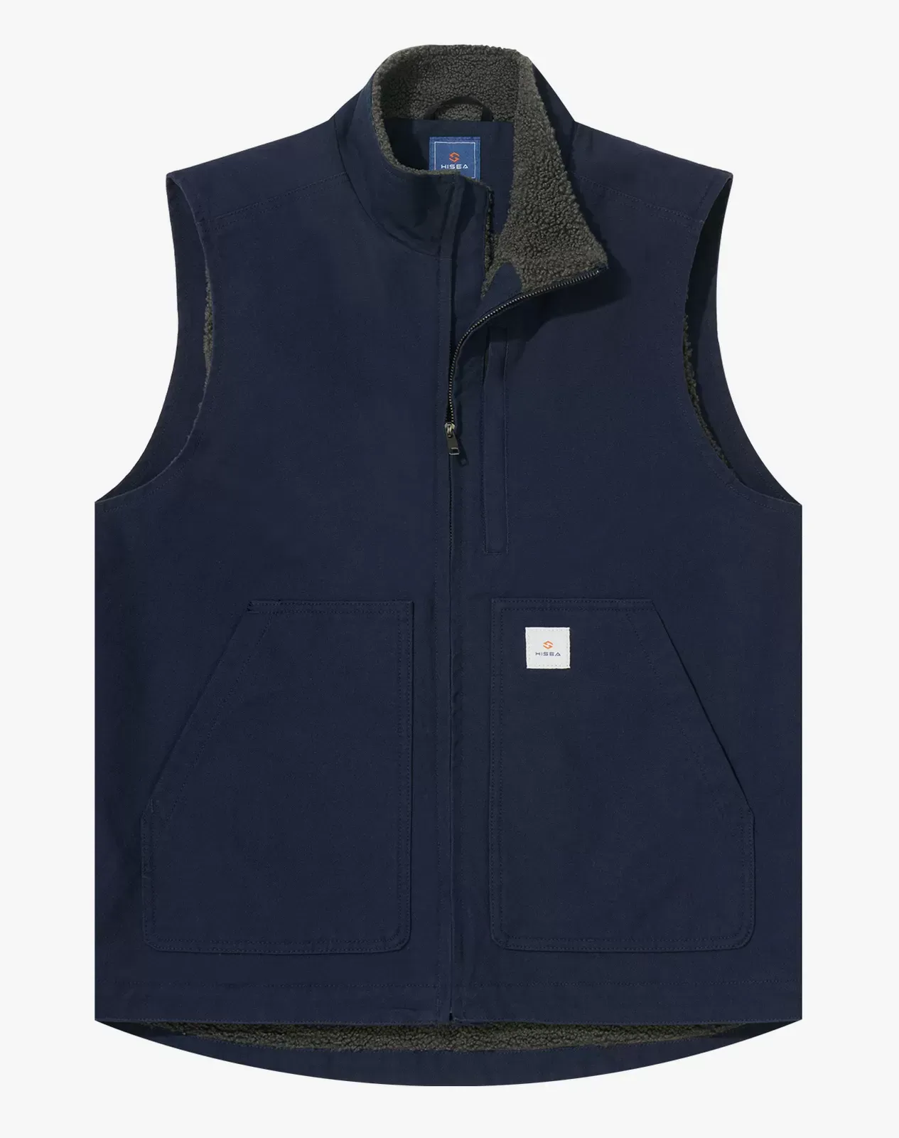 Navy Men's Insulated Canvas Workwear Mock-Neck Vest | HISEA
