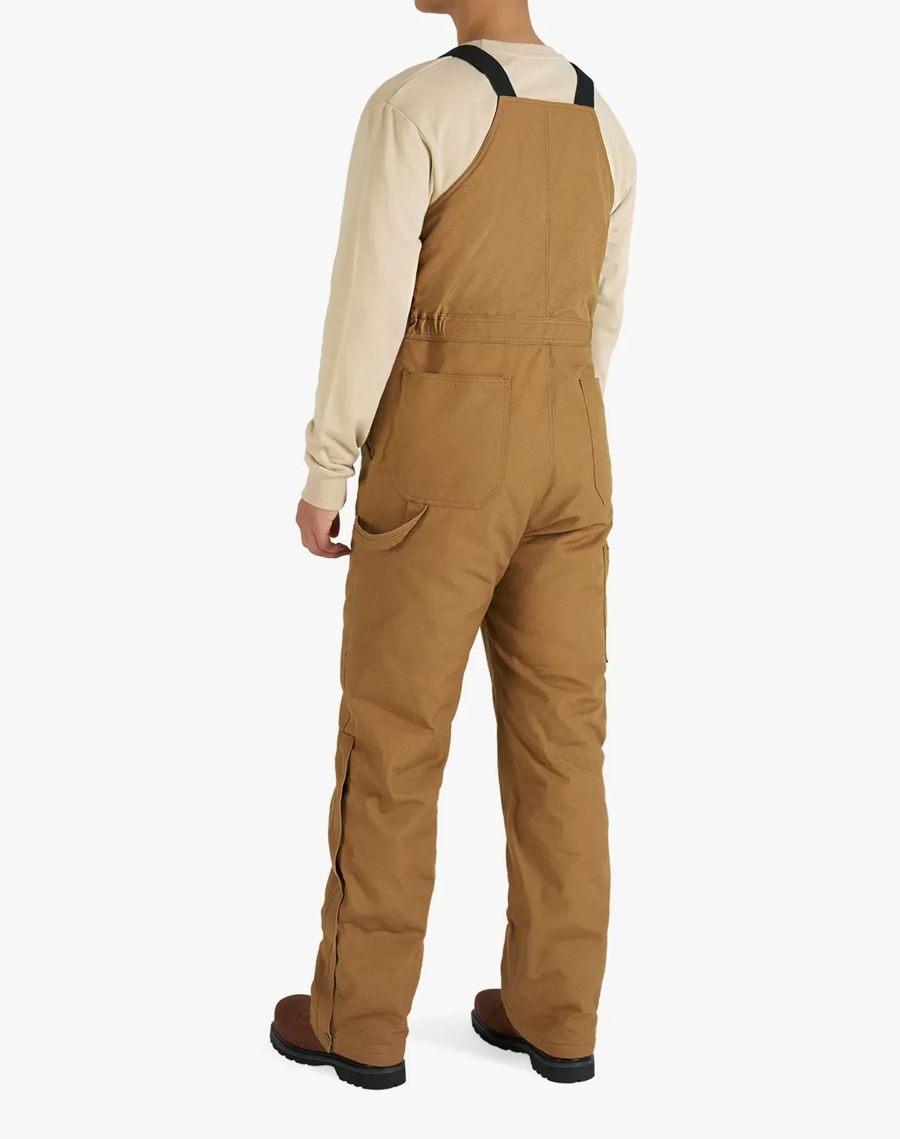 Brown Men's Loose Fit Duck Insulated Canvas Bib Overalls | HISEA