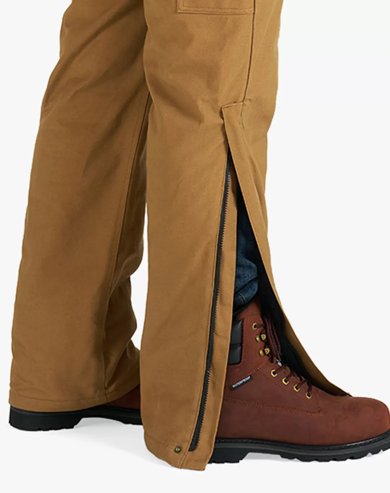 Brown Men's Loose Fit Duck Insulated Canvas Bib Overalls | HISEA