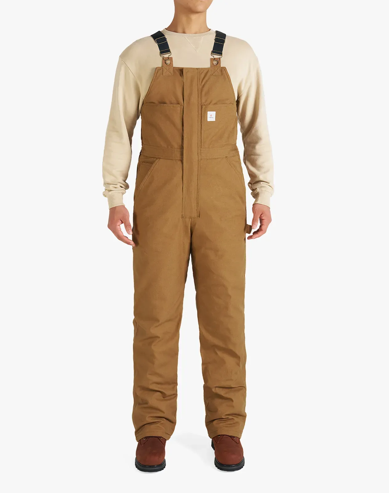 Brown Men's Loose Fit Duck Insulated Canvas Bib Overalls for GZ27MCP image 1