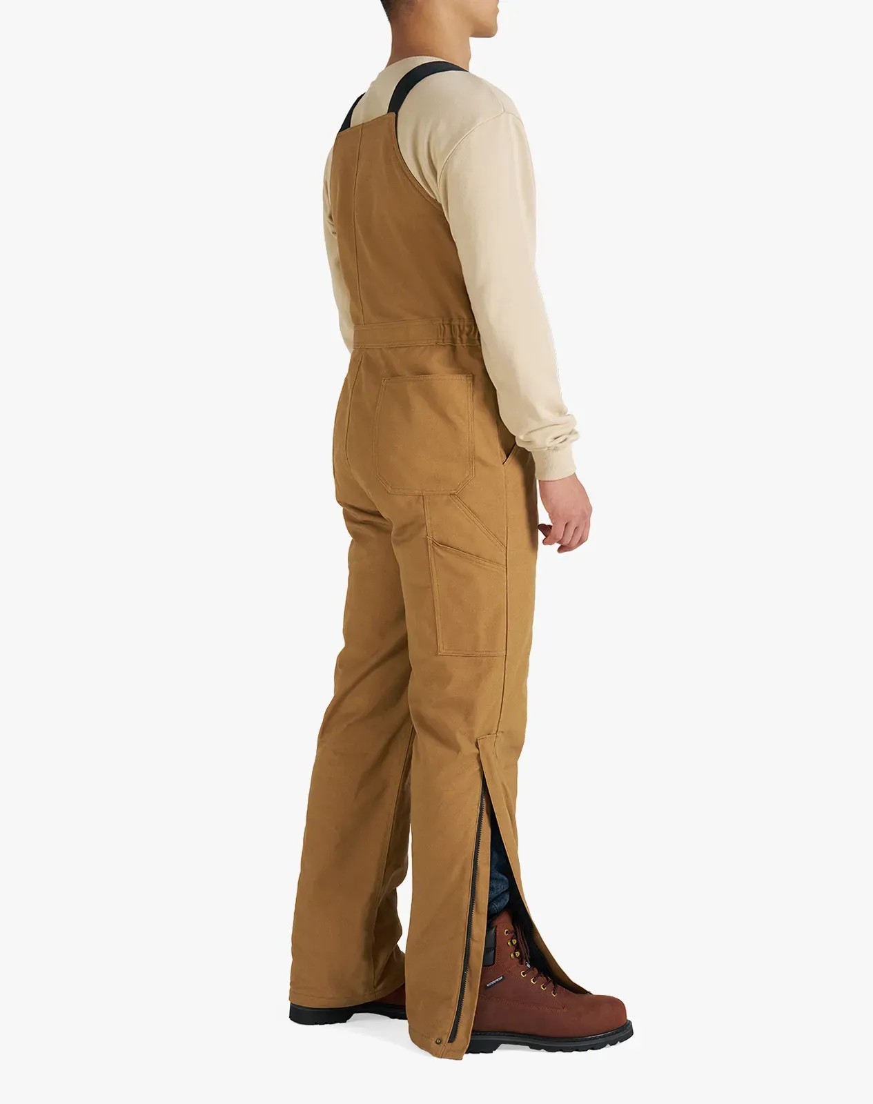 Brown Men's Loose Fit Duck Insulated Canvas Bib Overalls for GZ27MCP image 3