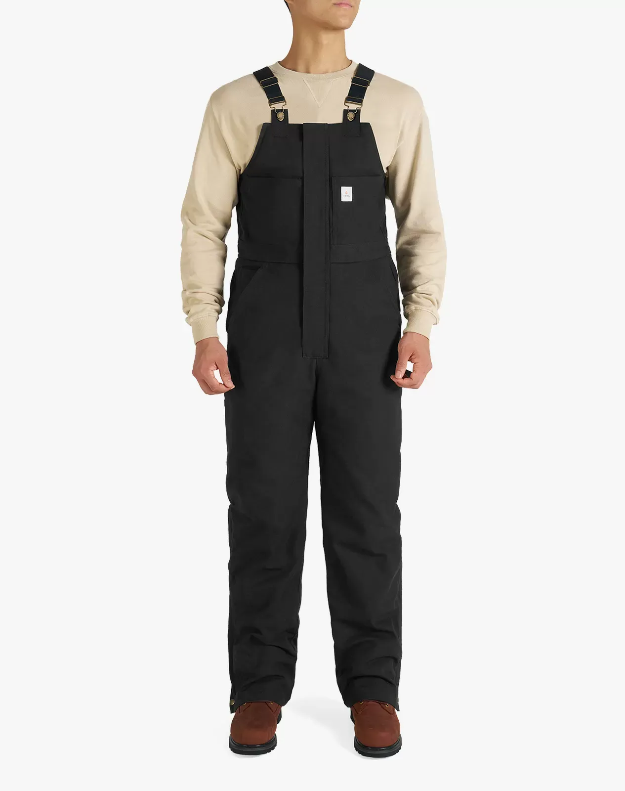 Black Men's Loose Fit Duck Insulated Canvas Bib Overalls | HISEA