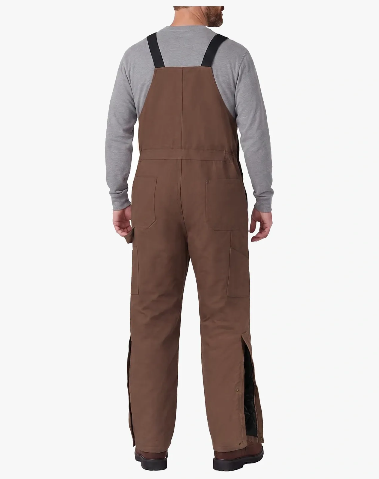 Dark brown Men's Loose Fit Duck Insulated Canvas Bib Overalls for GZ27MCP image 2