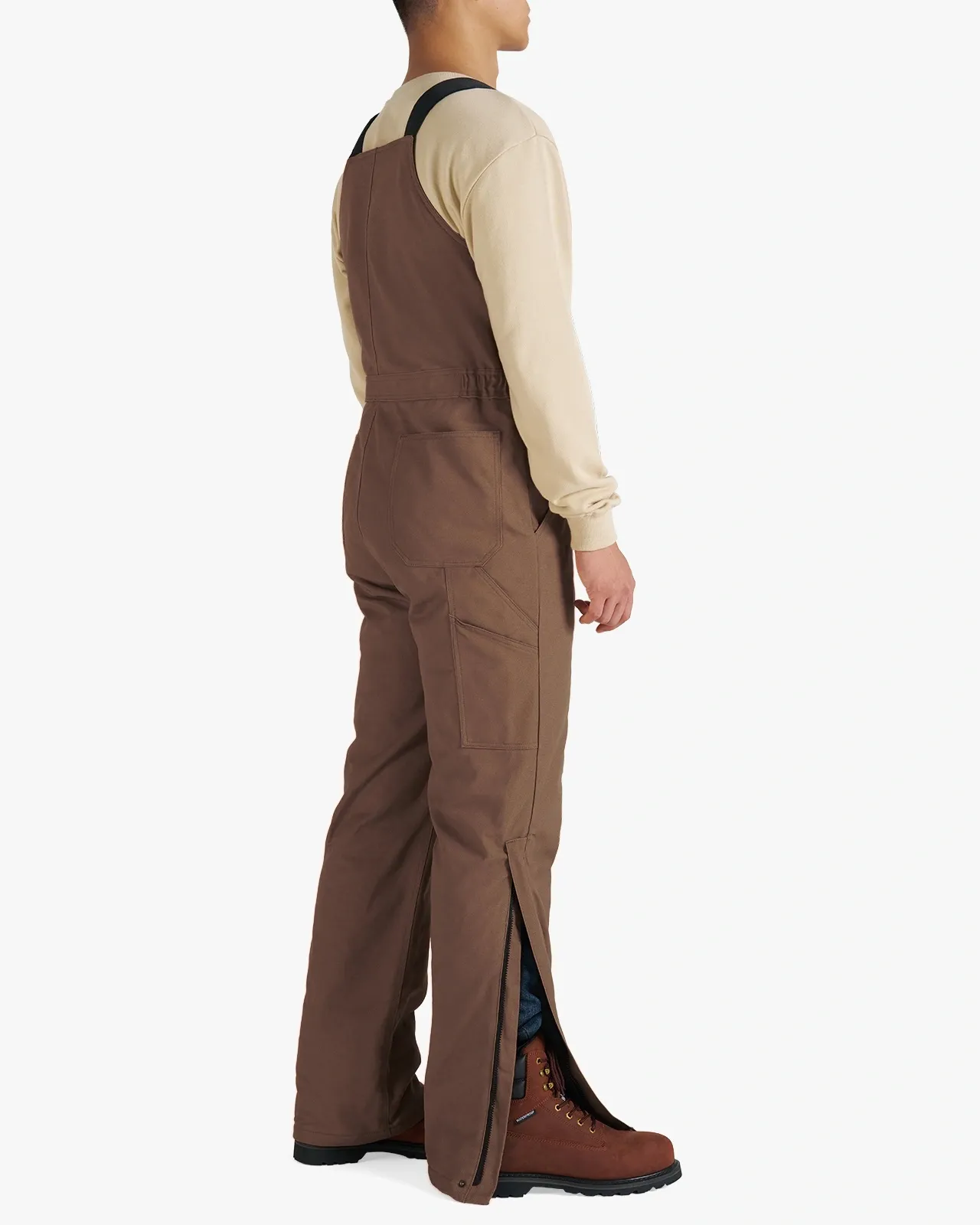 Dark brown Men's Loose Fit Duck Insulated Canvas Bib Overalls for GZ27MCP image 3