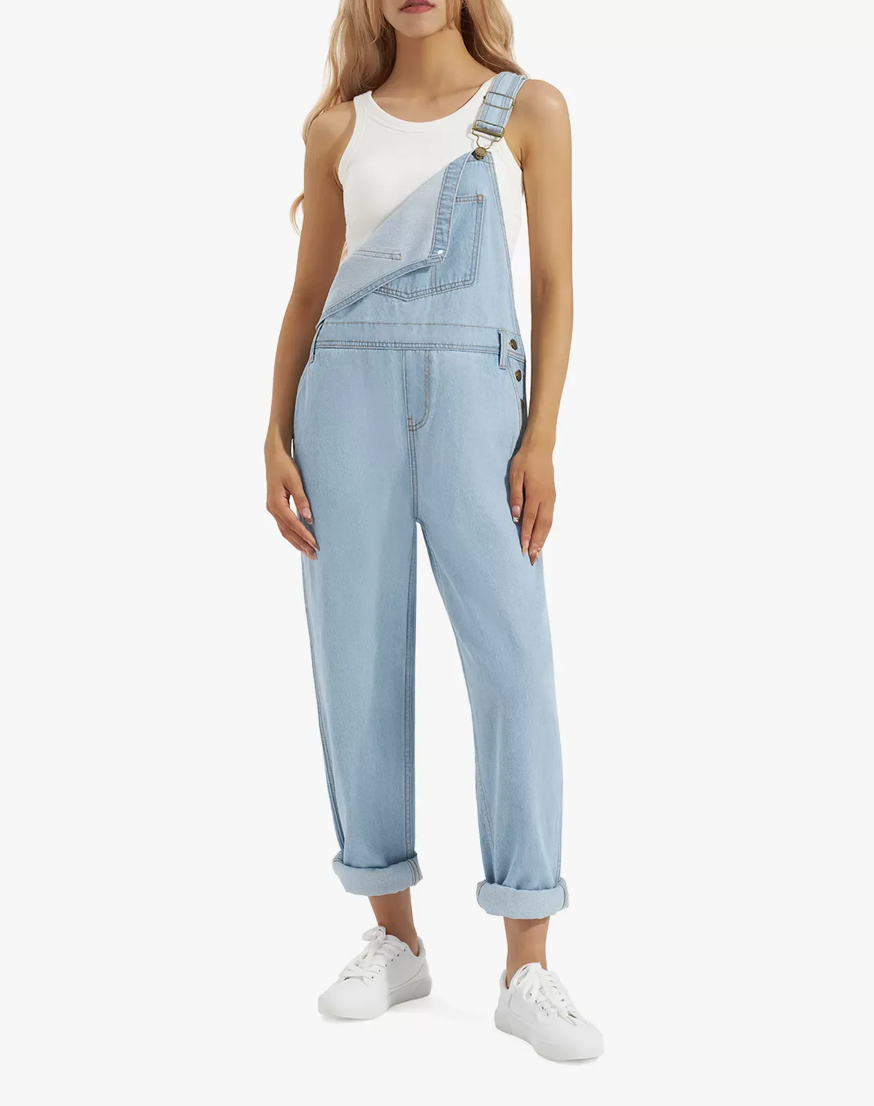 Stone washed blue Women’s Relaxed Fit Denim Bib Overall for GZ29WCP image 3