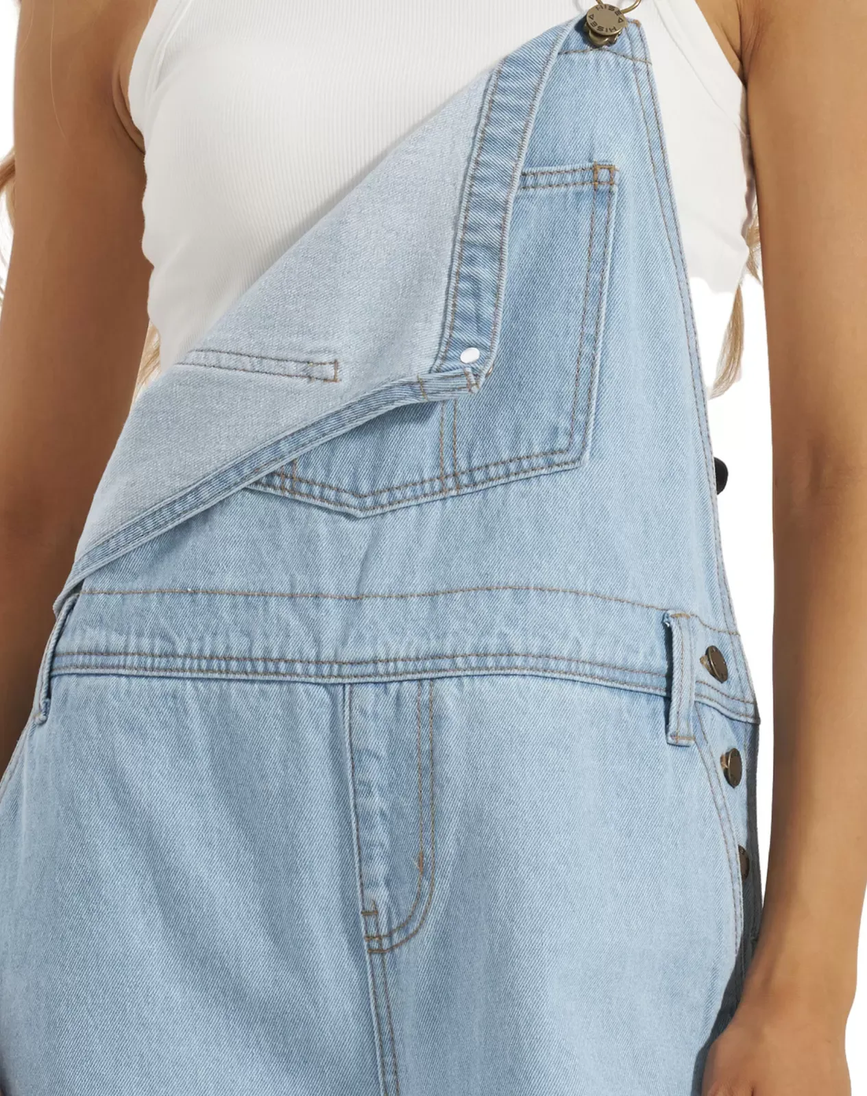 DESIGN soft denim bandeau midi dress in lightwash blue