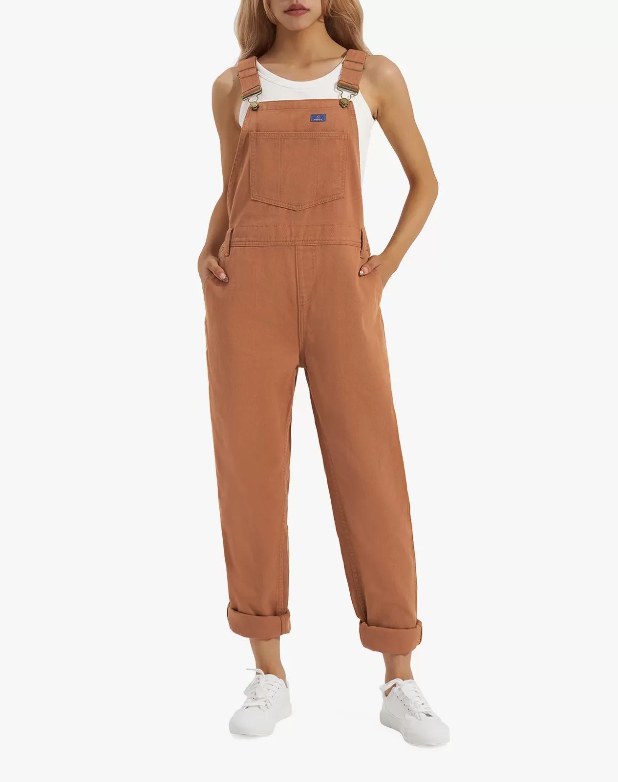 Camel Women's Relaxed Fit Denim Bib Overall | HISEA