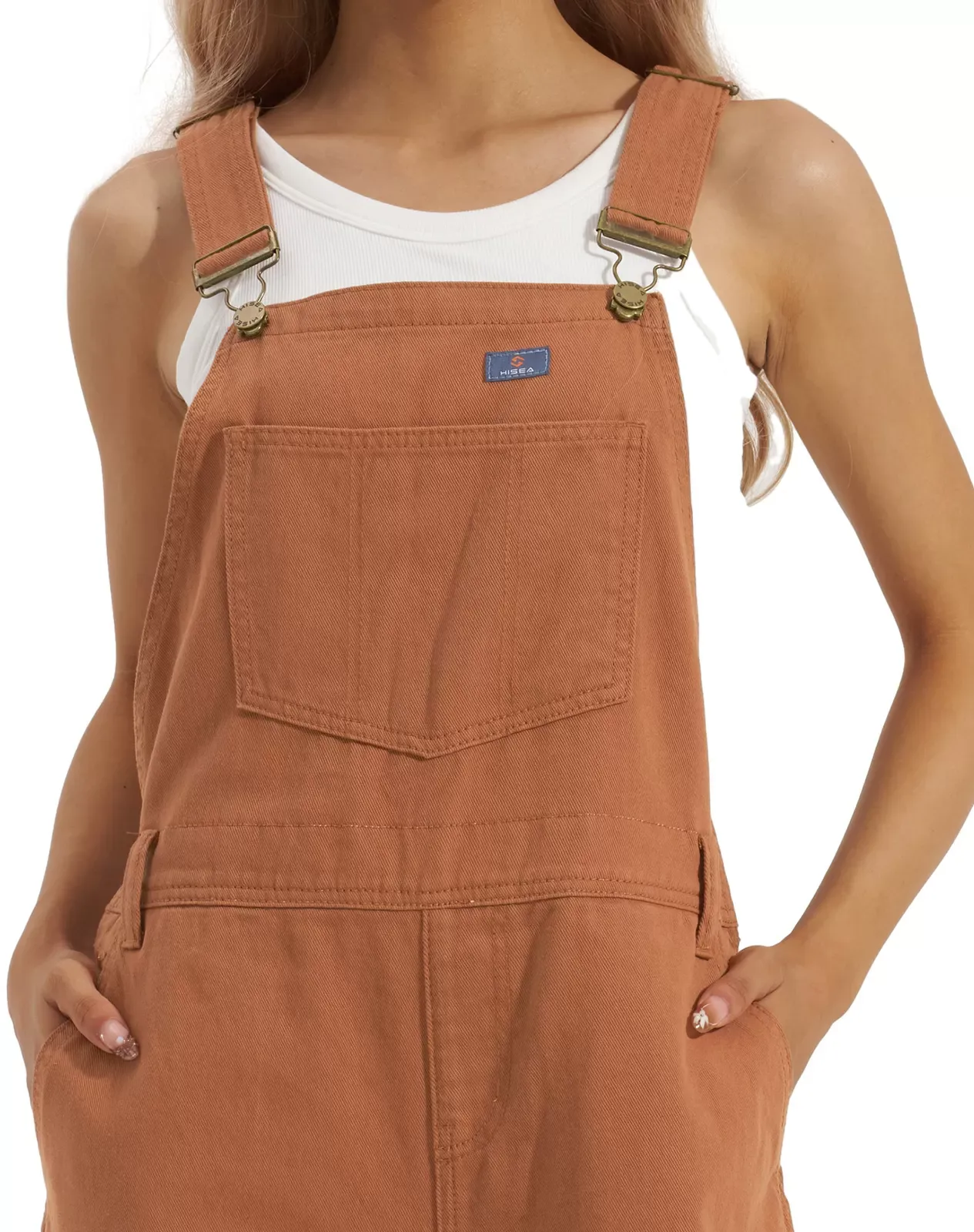Camel Women's Relaxed Fit Denim Bib Overall for GZ29WCP image 5