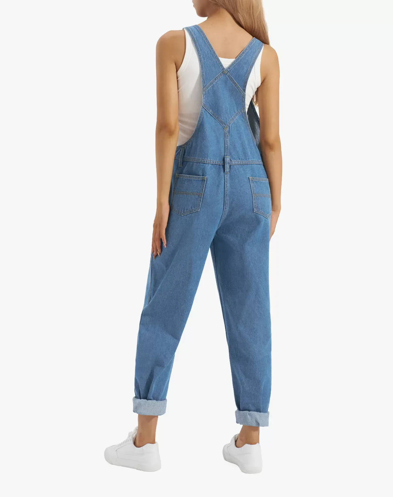 Blue Women’s Relaxed Fit Denim Bib Overall for GZ29WCP image 2