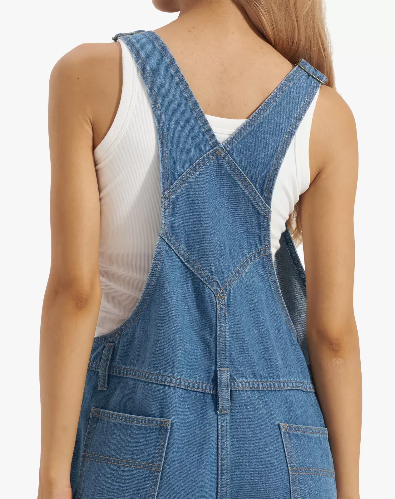 Blue Women’s Relaxed Fit Denim Bib Overall for GZ29WCP image 5