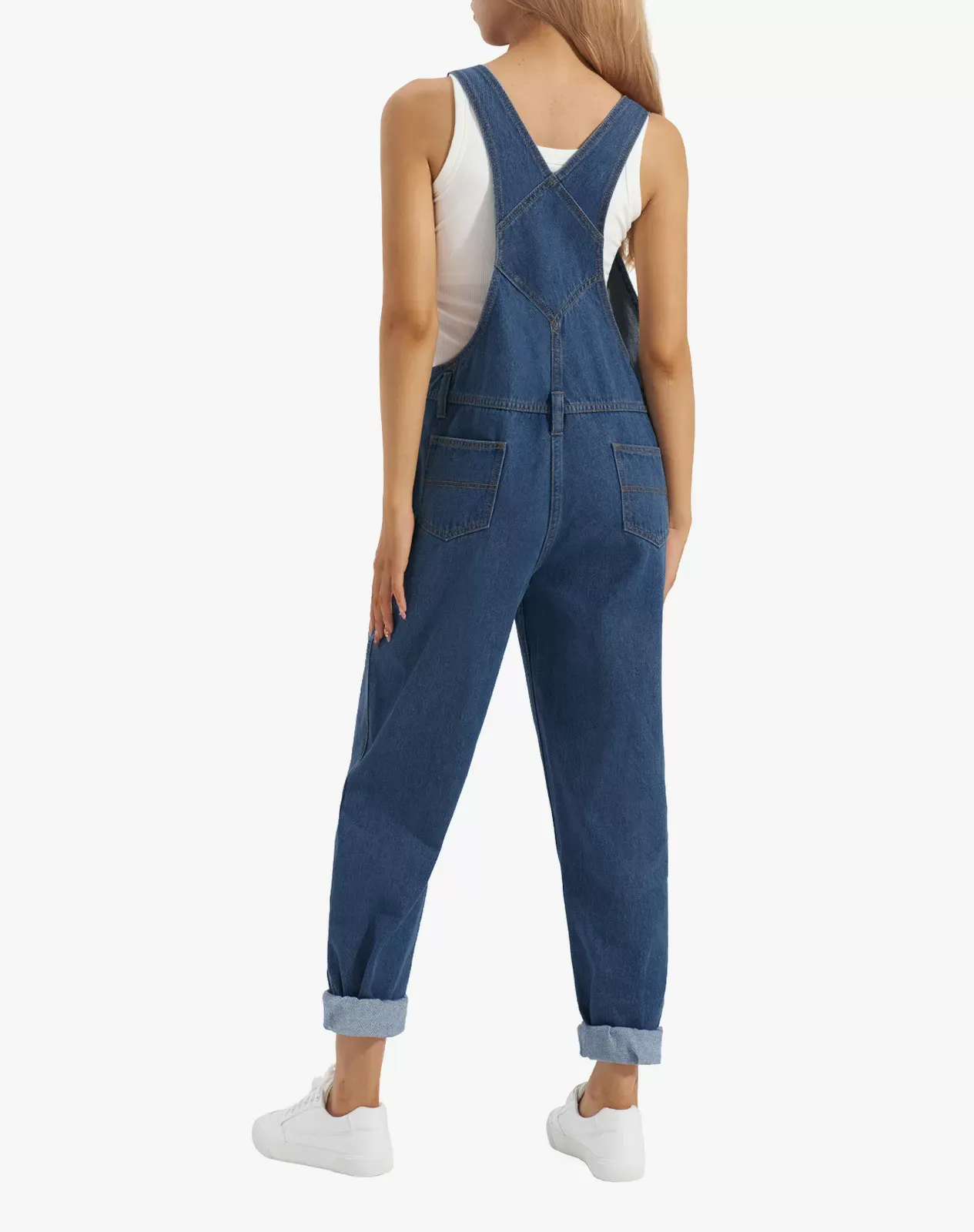 Navy Women's Relaxed Fit Denim Bib Overall for GZ29WCP image 2