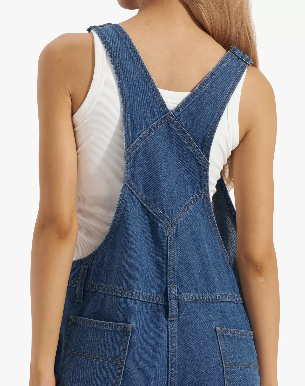 Navy Women's Relaxed Fit Denim Bib Overall for GZ29WCP image 5