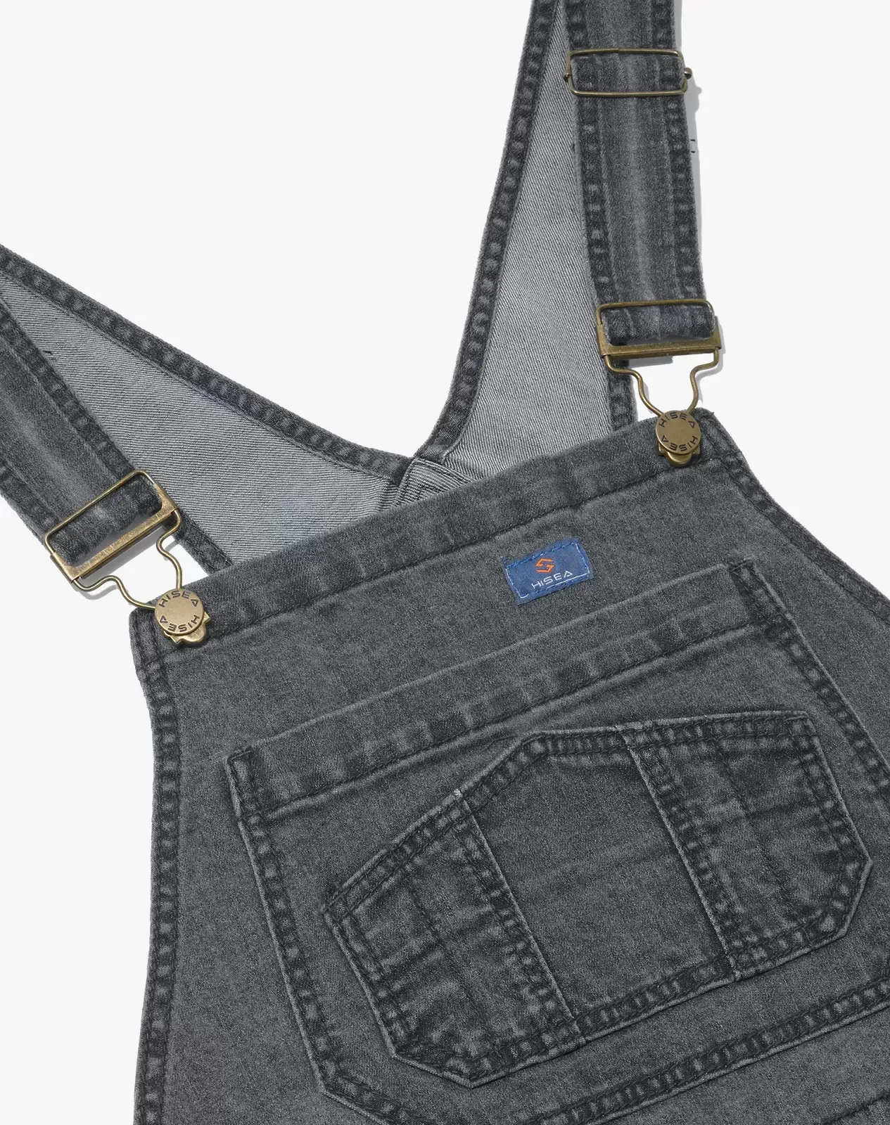 Grey Women's Stretch Denim Bib Overalls | HISEA