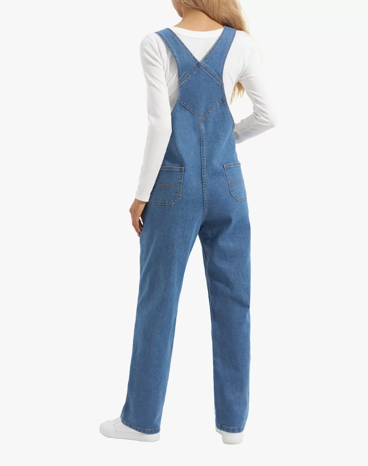 Stone washed blue Women's Stretch Denim Bib Overalls for GZ30WCP image 3