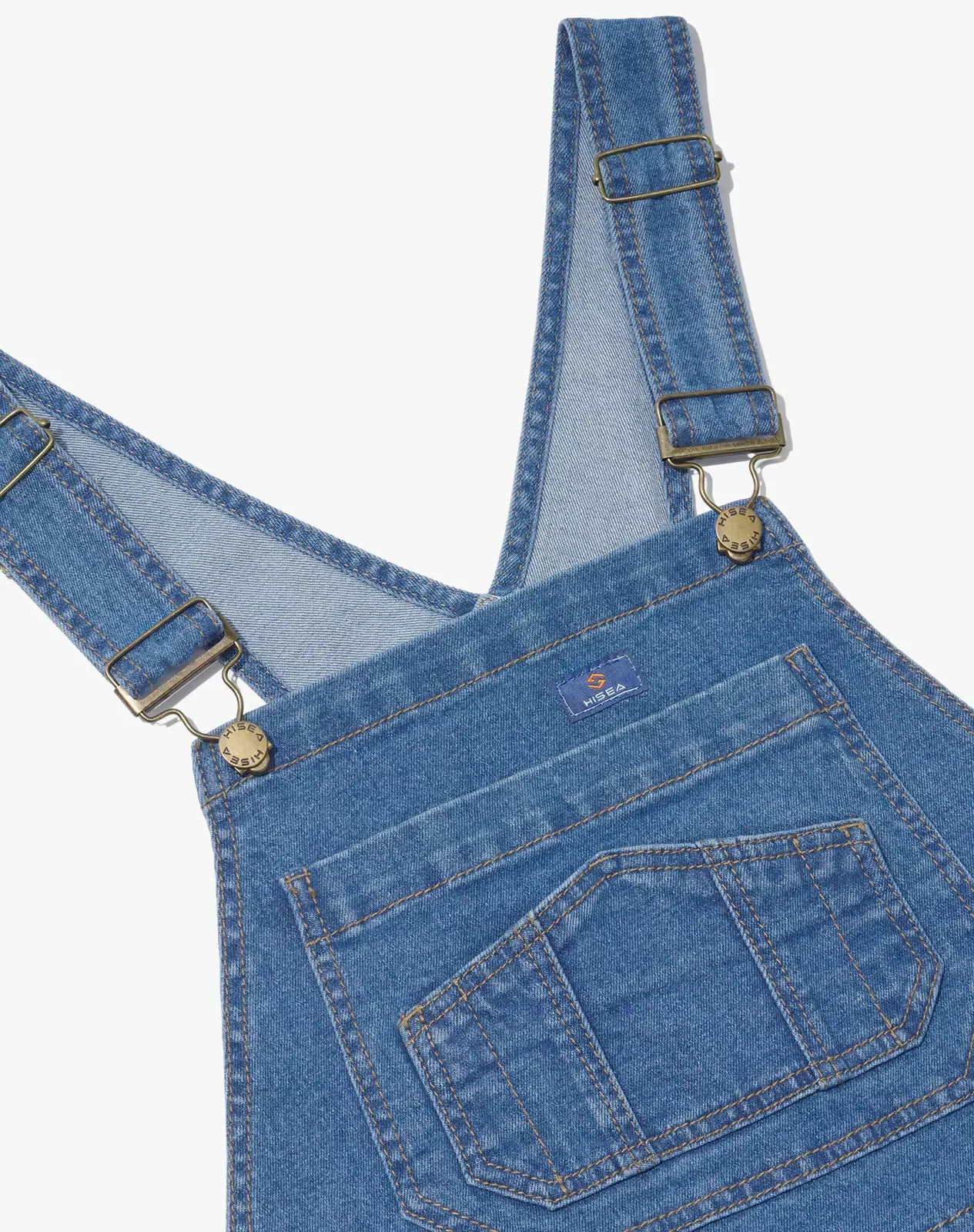 Stone washed blue Women's Stretch Denim Bib Overalls for GZ30WCP image 6