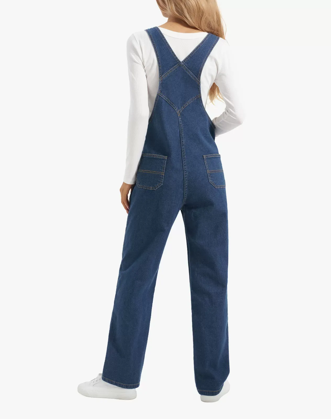 Blue Women's Stretch Denim Bib Overalls for GZ30WCP image 3