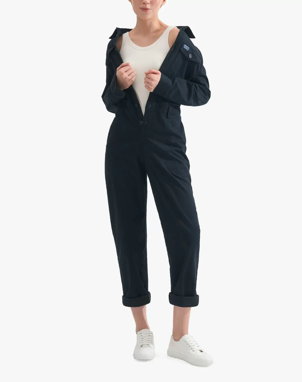 Navy Women's Relaxed Fit Flexible Long Sleeve Coveralls | HISEA