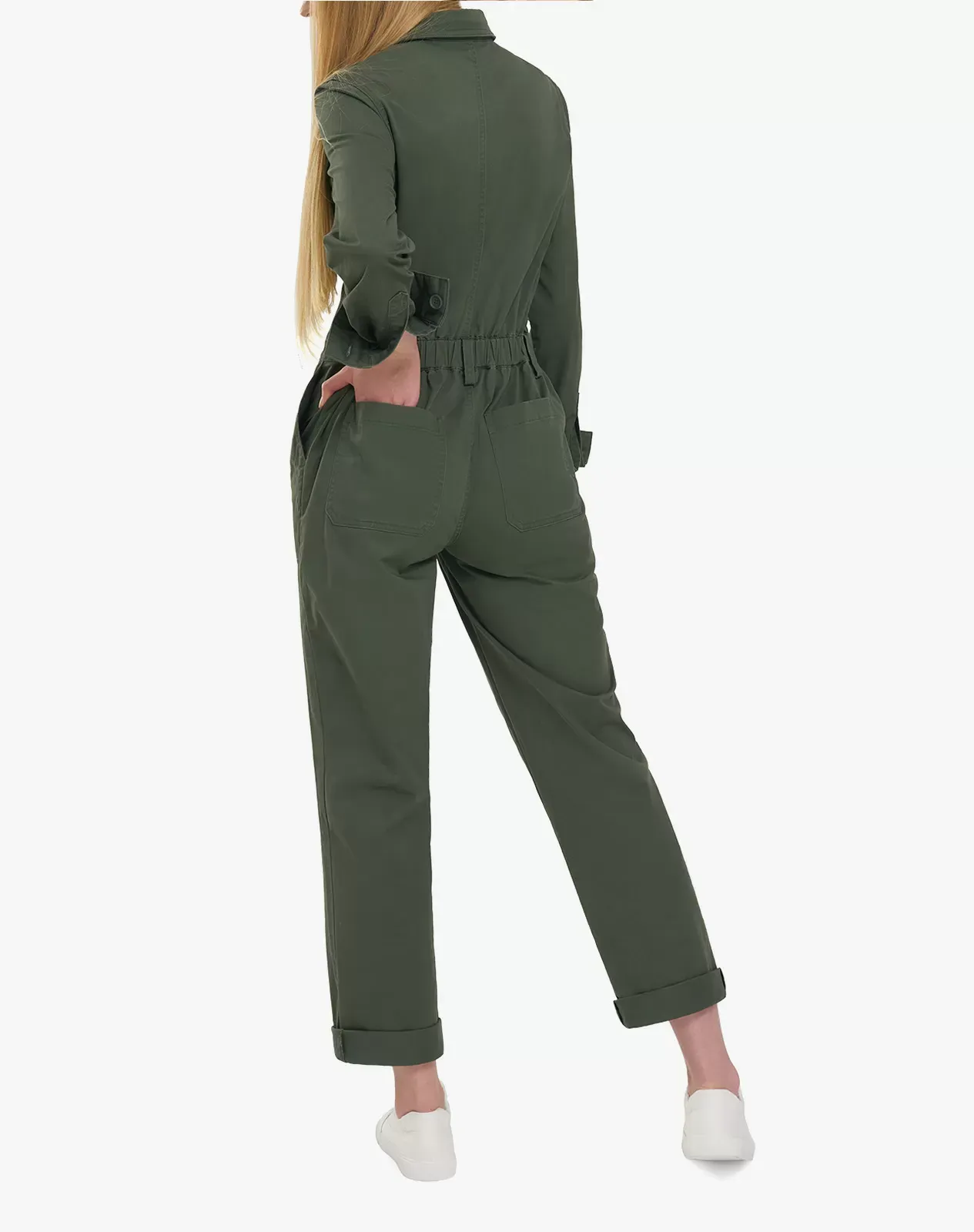 Green Women's Relaxed Fit Flexible Long Sleeve Coveralls for GZ32WCP image 2