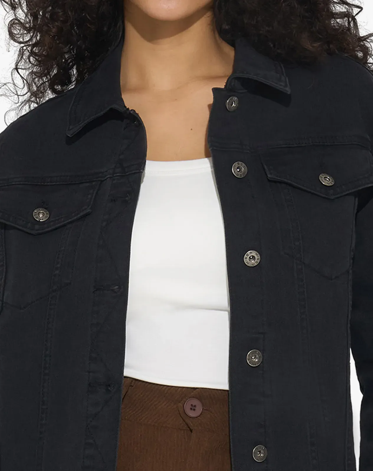 Women's Stretch Long Sleeve Denim Jacket for GZ33WCP image 4