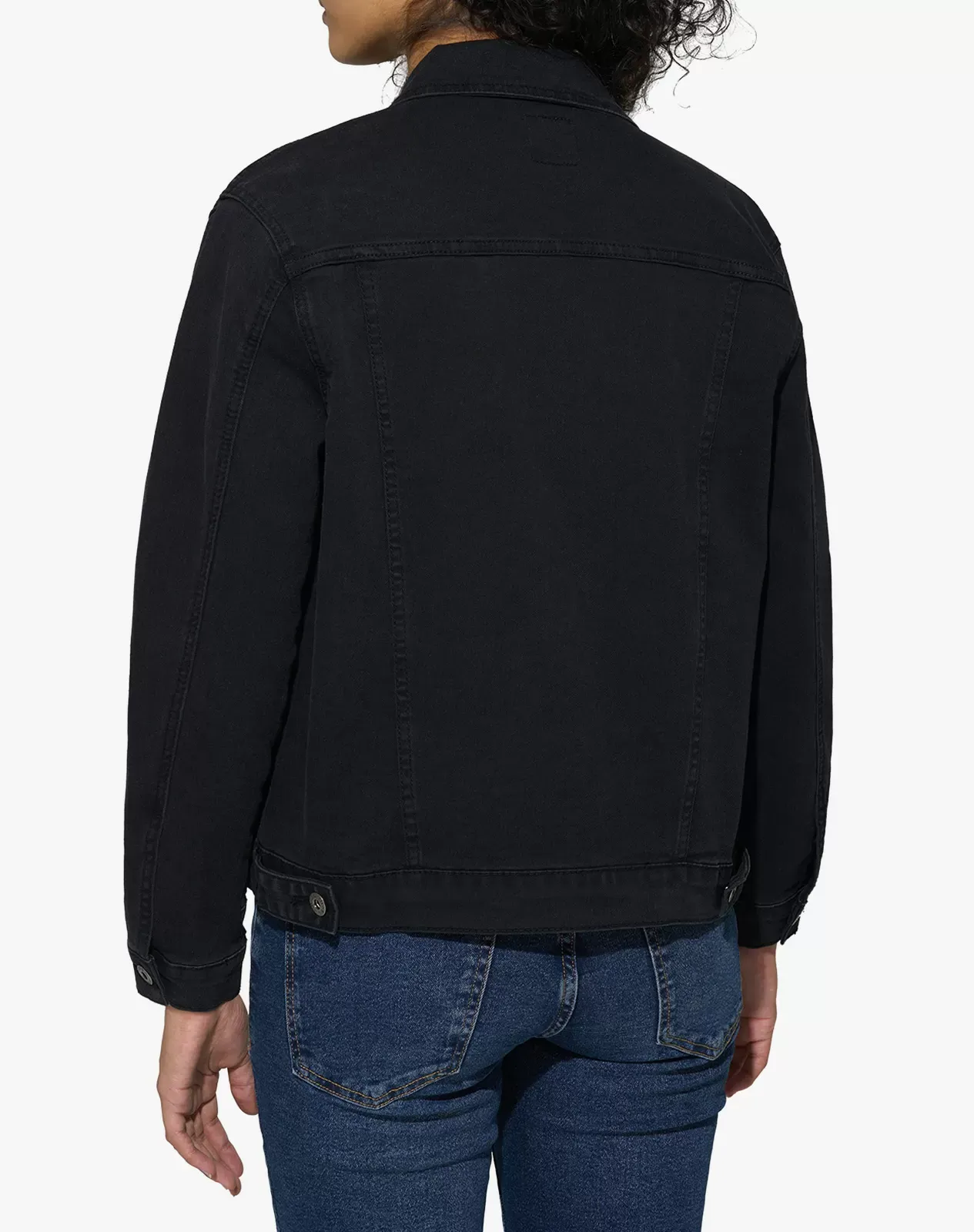 Black Women's Stretch Long Sleeve Denim Jacket for GZ33WCP image 3