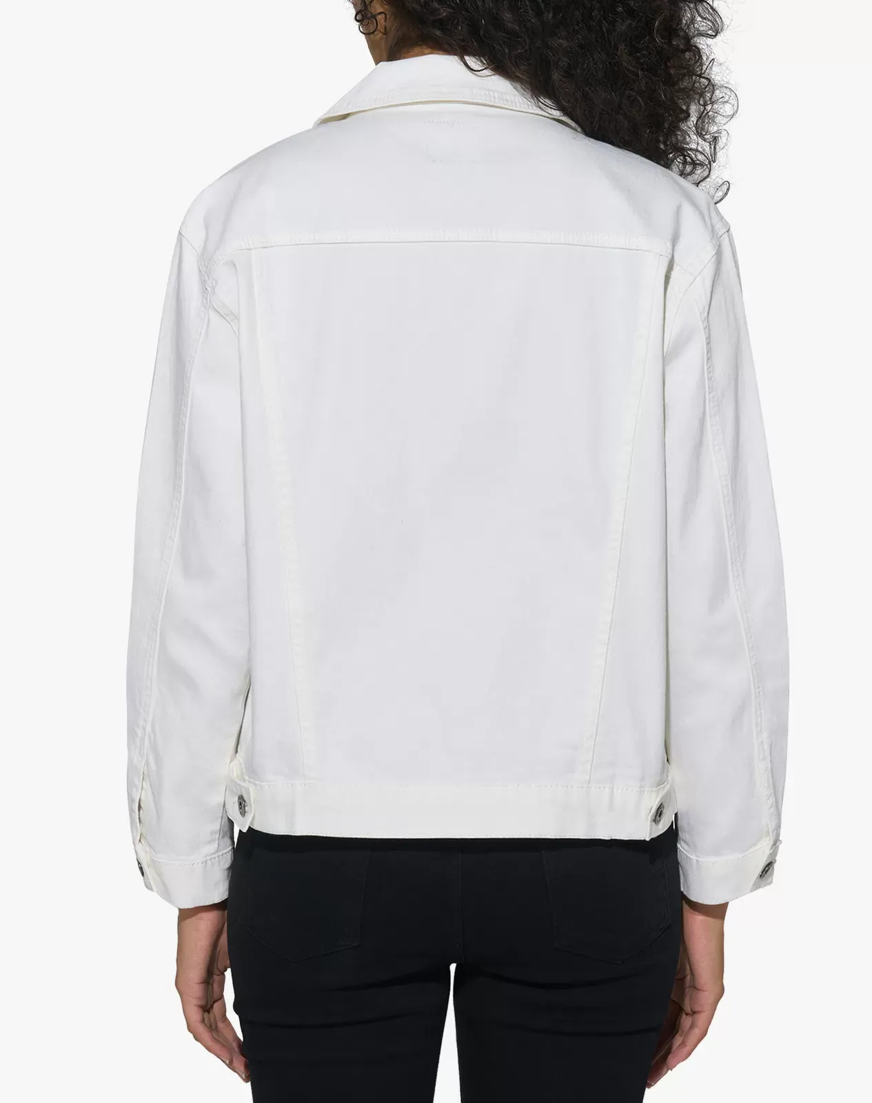 White Women's Stretch Long Sleeve Denim Jacket for GZ33WCP image 3