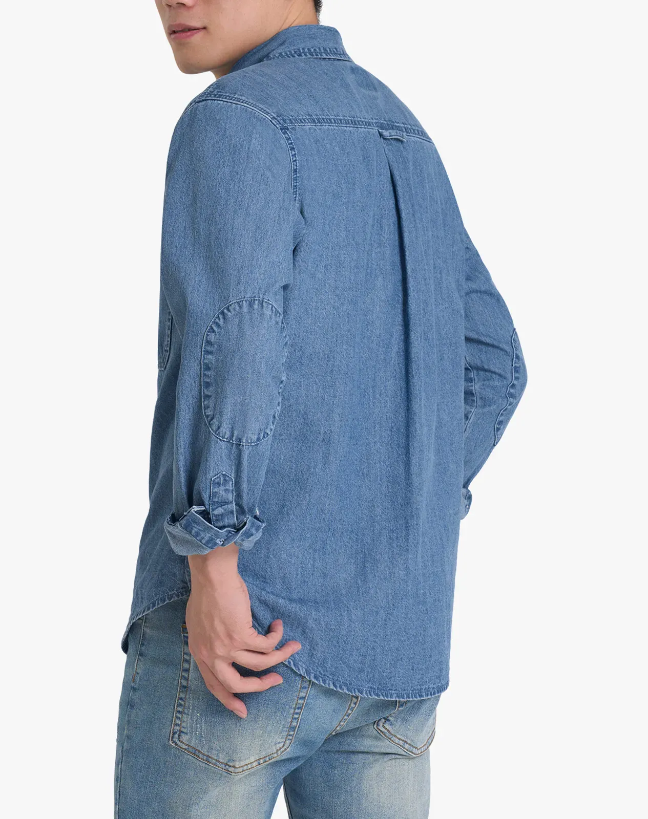 Navy Men's Regular Fit Denim Button-Up Shirt for GZ34MCP image 2