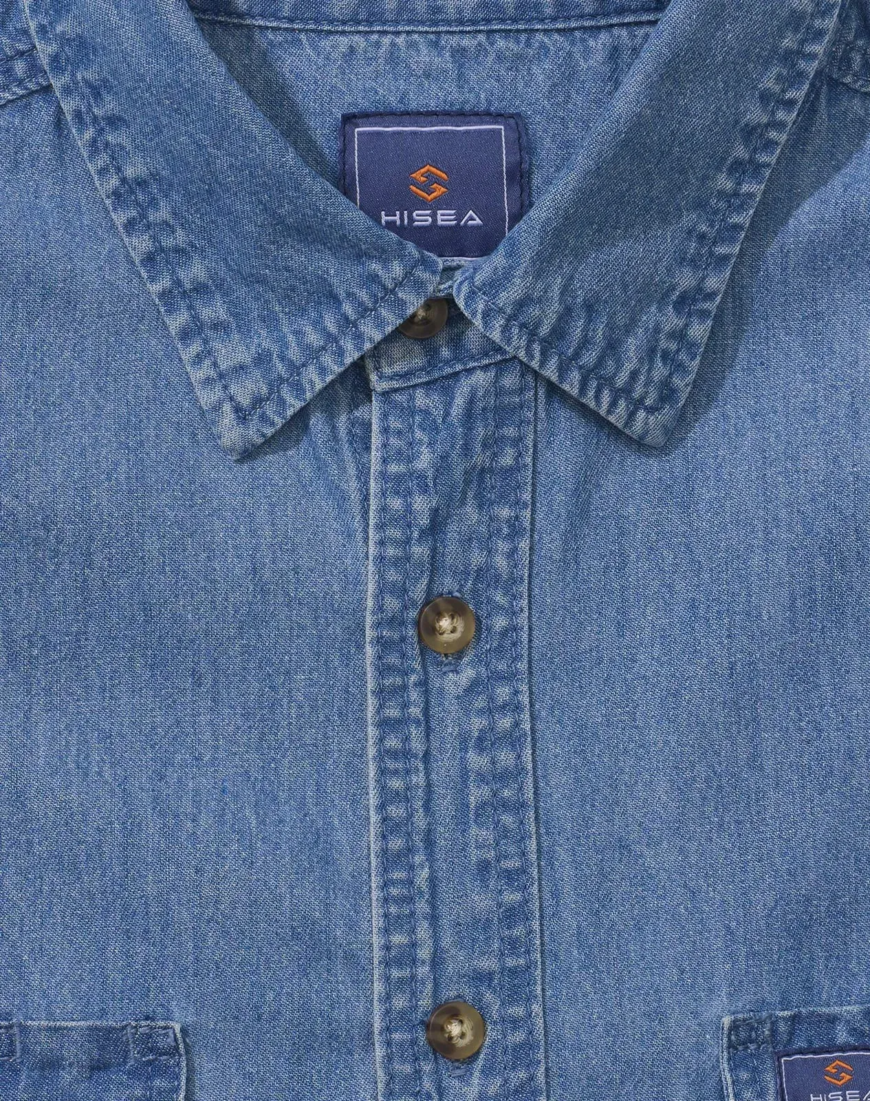 Navy Men's Regular Fit Denim Button-Up Shirt for GZ34MCP image 4