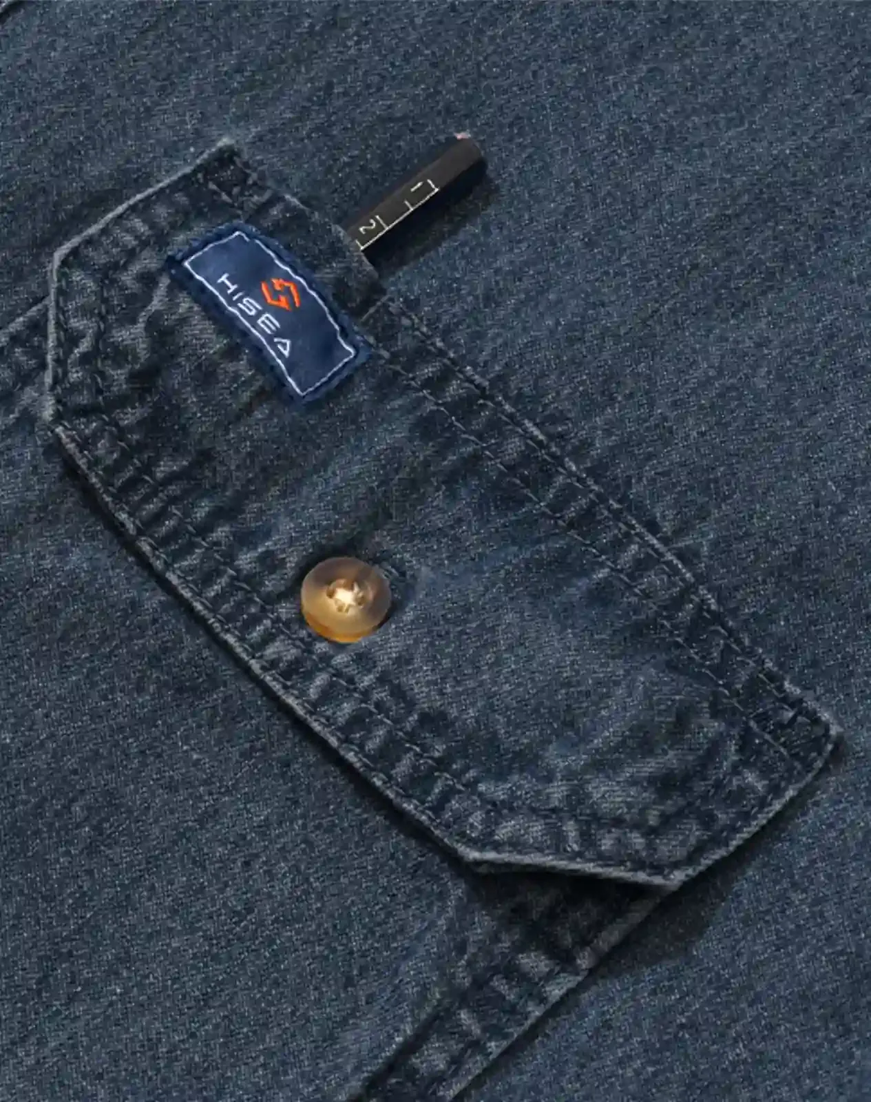 Dark navy Men's Regular Fit Denim Button-Up Shirt for GZ34MCP image 4