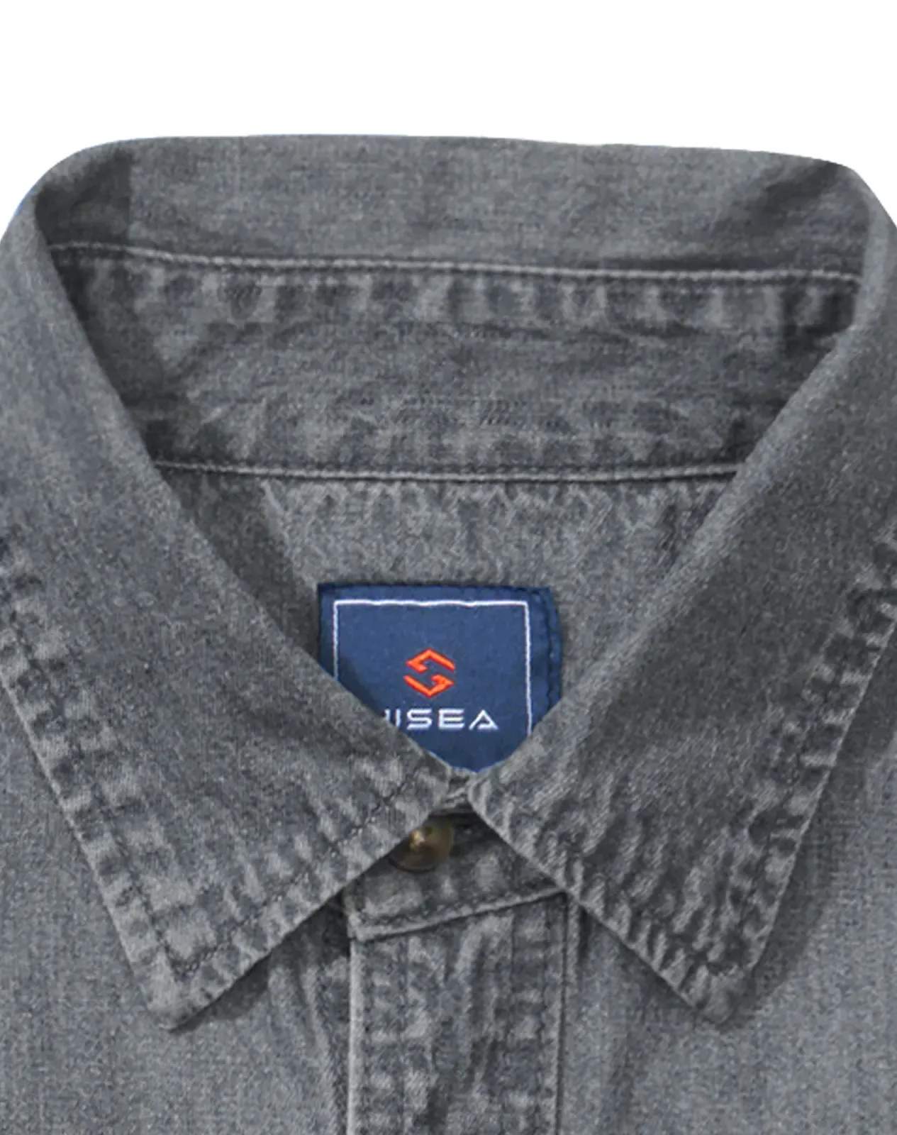 Grey Men's Regular Fit Denim Button-Up Shirt for GZ34MCP image 3