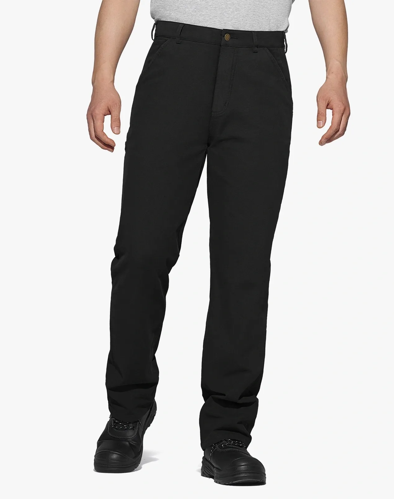 Black Men's Basic Cotton Work Pants for GZ36MCP image 2