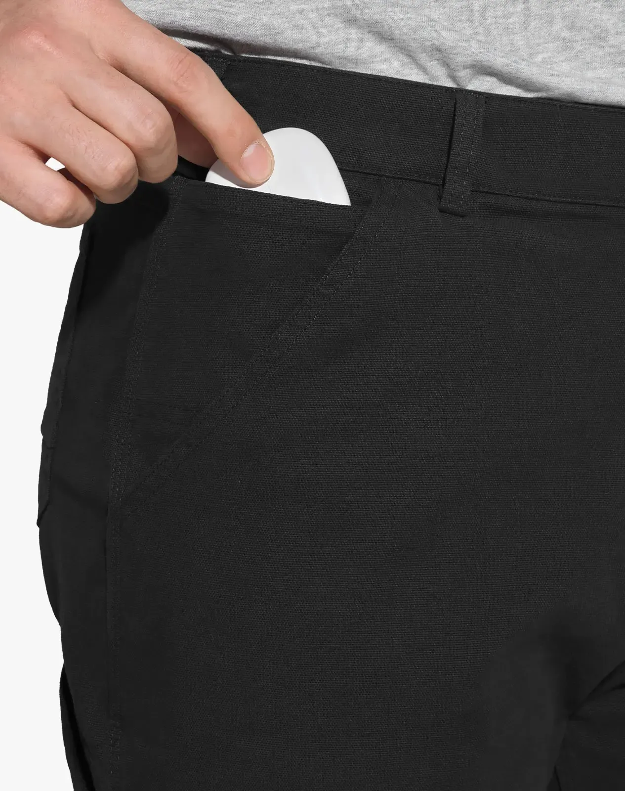 Black Men's Basic Cotton Work Pants for GZ36MCP image 3