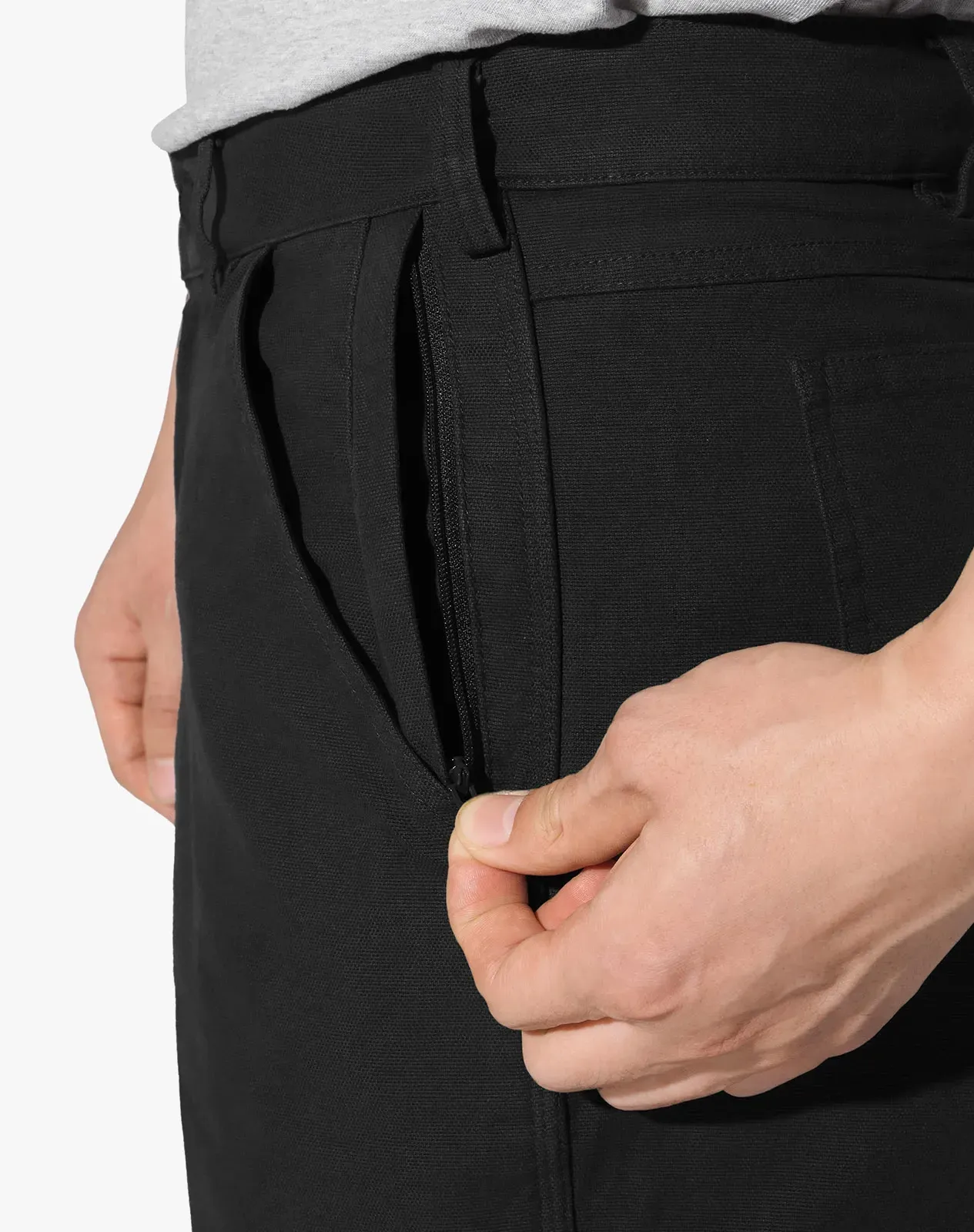 Black Men's Basic Cotton Work Pants for GZ36MCP image 4