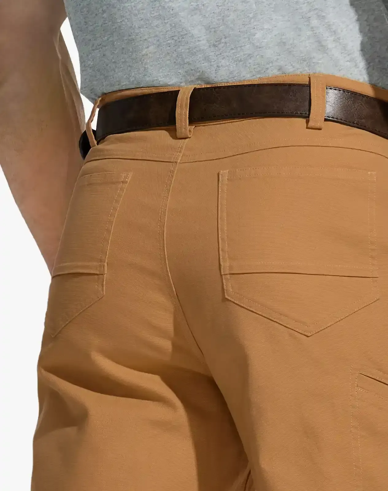 Brown Men's Basic Cotton Work Pants for GZ36MCP image 5