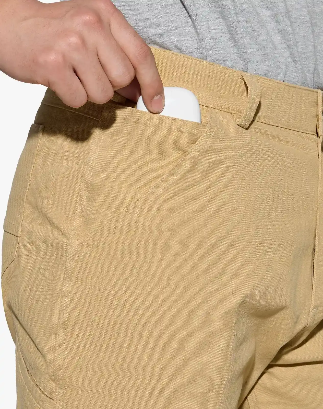 Khaki Men's Basic Cotton Work Pants for GZ36MCP image 4