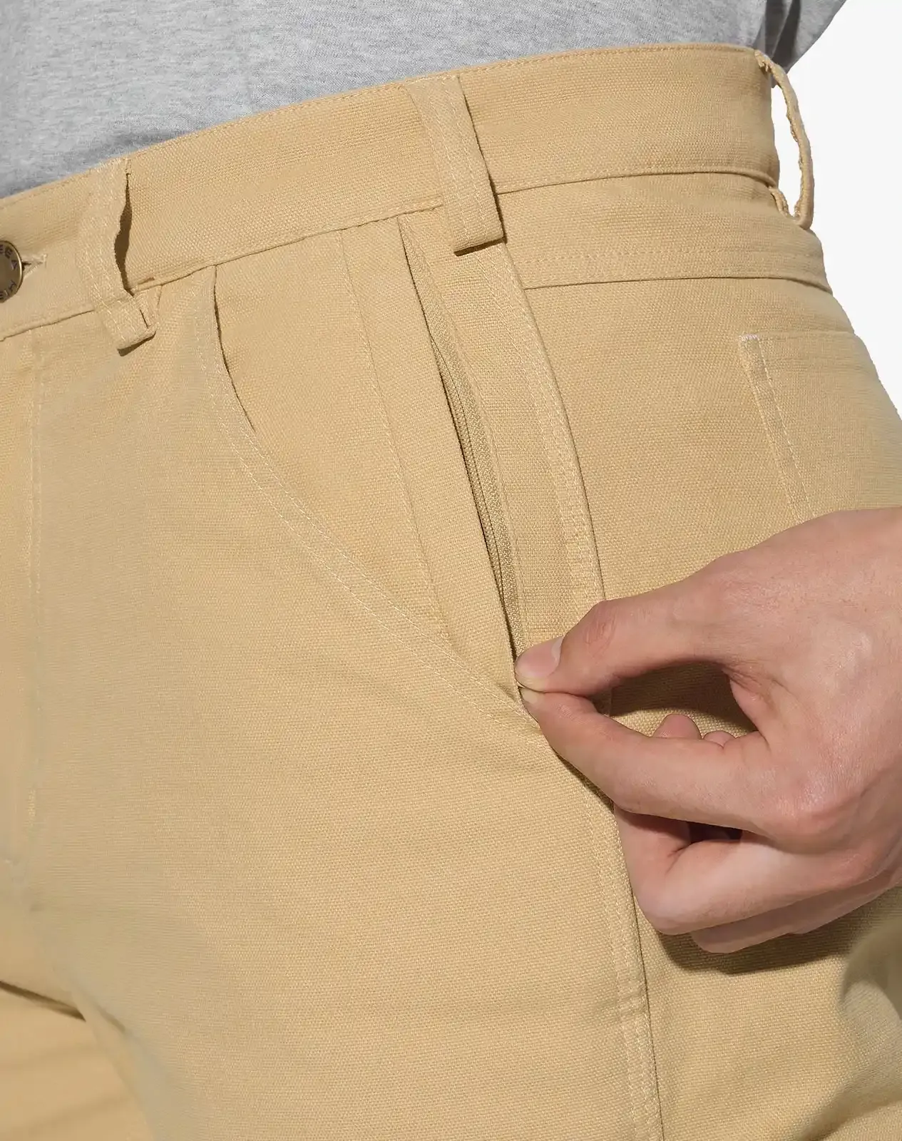 Khaki Men's Basic Cotton Work Pants for GZ36MCP image 5