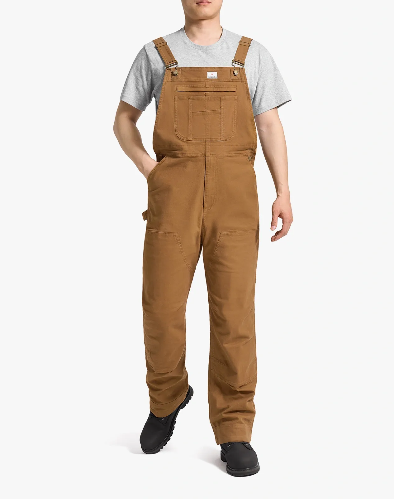 Brown Men's Stretch Canvas Bib Overalls for GZ37MCP image 3